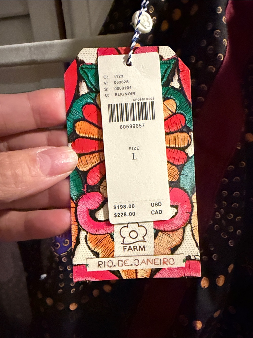 Farm Rio Deep V Heart-Print Wide-Leg Jumpsuit Size L NWT - Picture 7 of 7